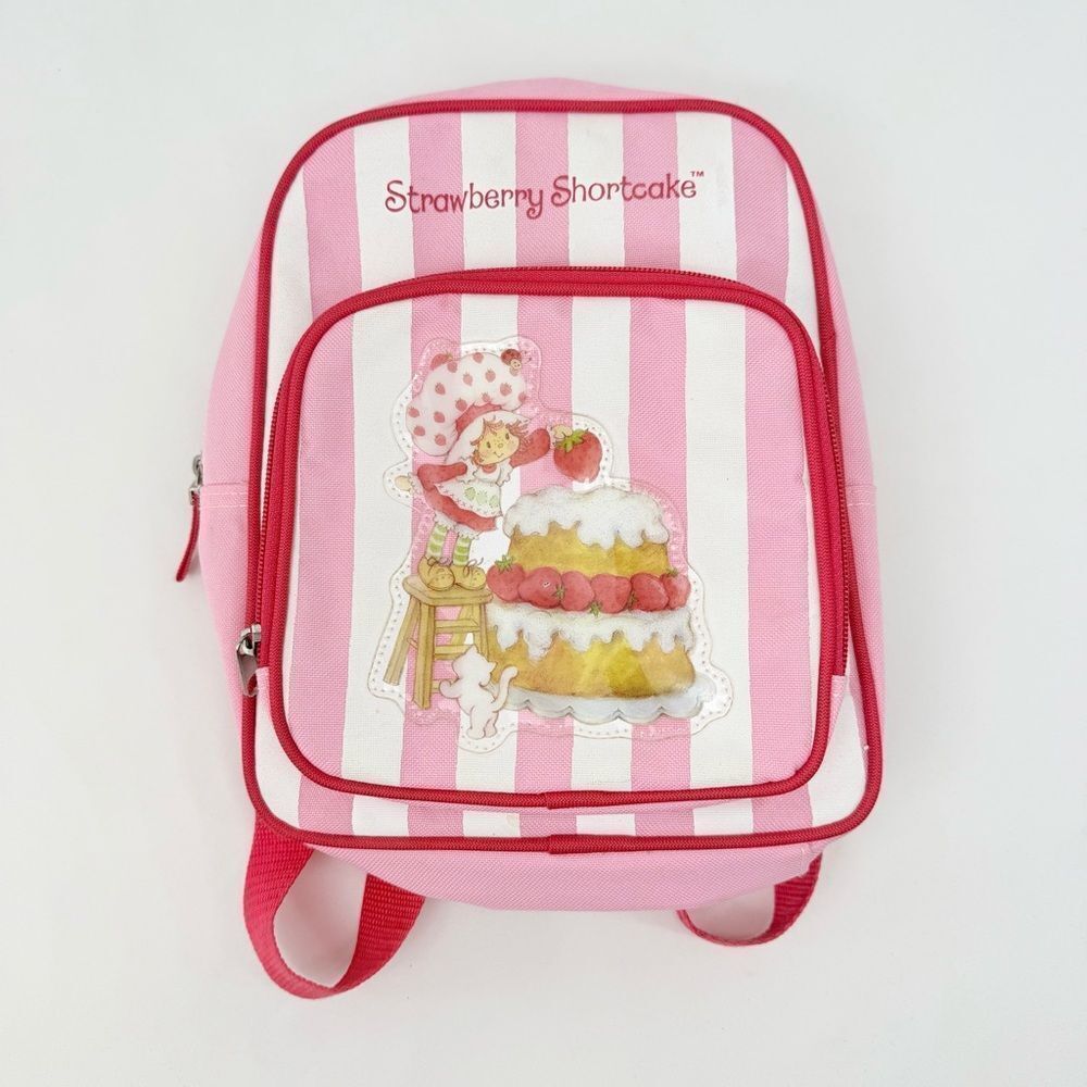 Strawberry Shortcake 2003 Pink White Stripe Character Sparkle Cake Mini Backpack
